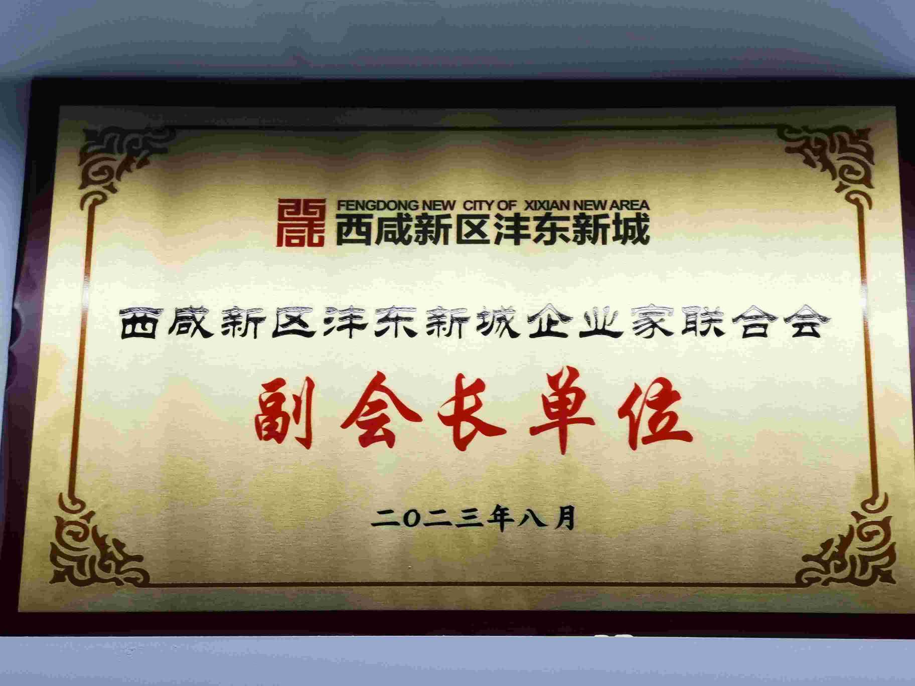 西咸新区沣东新城企业家联合会副会长单位