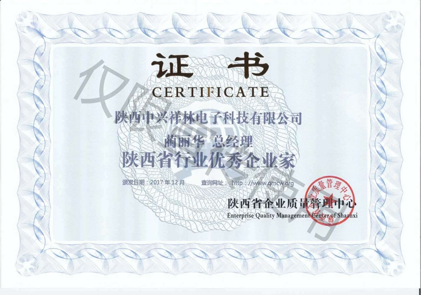 陕西省行业优秀企业家