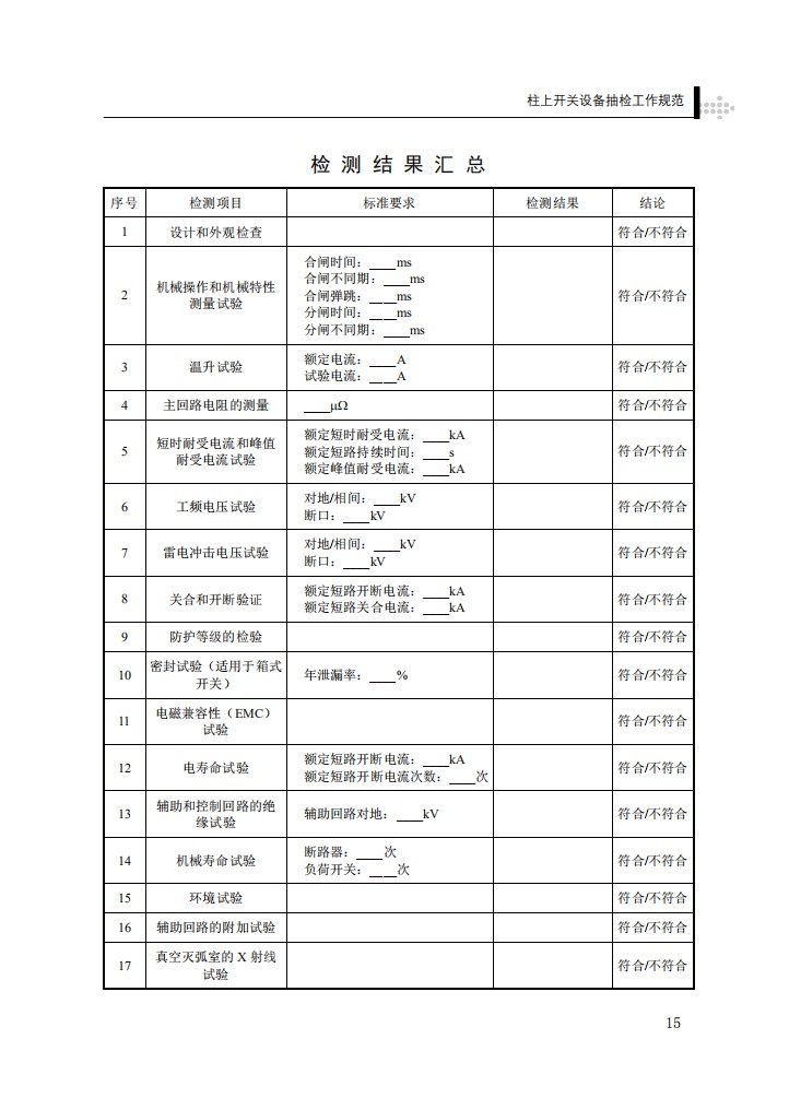 柱上开关设备抽检工作规范